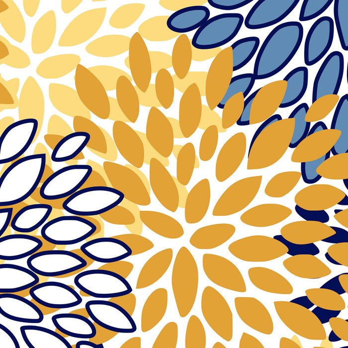 Floral Blooms, Yellow and Blue Flowers Coffee Mug Gallery Image 2