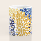 Floral Blooms, Yellow and Blue Flowers Coffee Mug Gallery Image 4