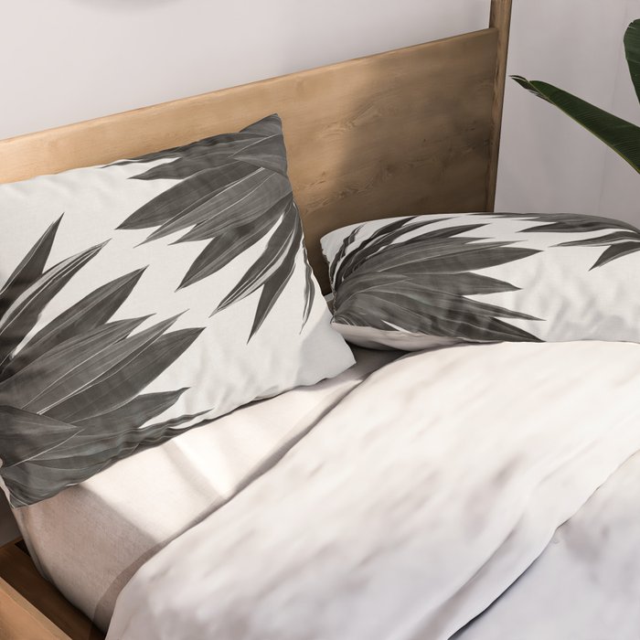 Agave Cactus Black & White Pillow Sham Gallery Image 2