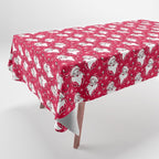 'Tis The Season Retro Santa Red White Pattern Tablecloth Gallery Image 1