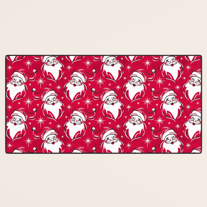 'Tis The Season Retro Santa Red White Pattern Desk Mat Gallery Image 3