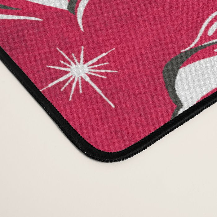 'Tis The Season Retro Santa Red White Pattern Desk Mat Gallery Image 4