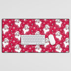 'Tis The Season Retro Santa Red White Pattern Desk Mat Gallery Image 1