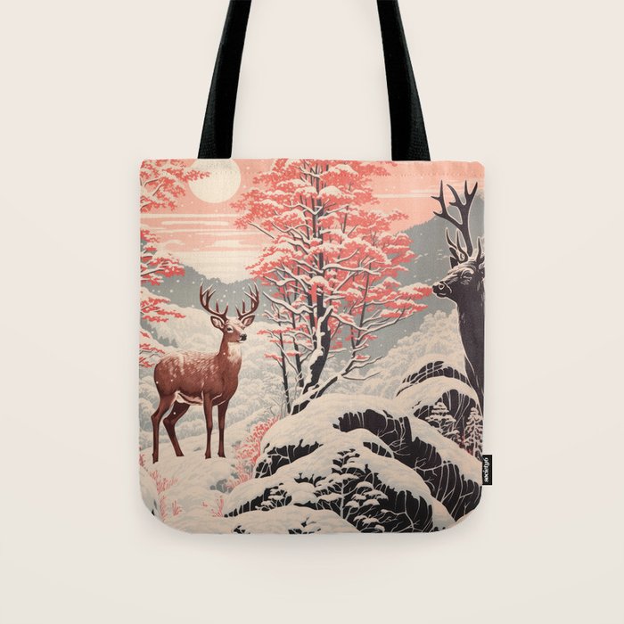 Majestic Winter Mountain Deer  Tote Bag Gallery Image 1