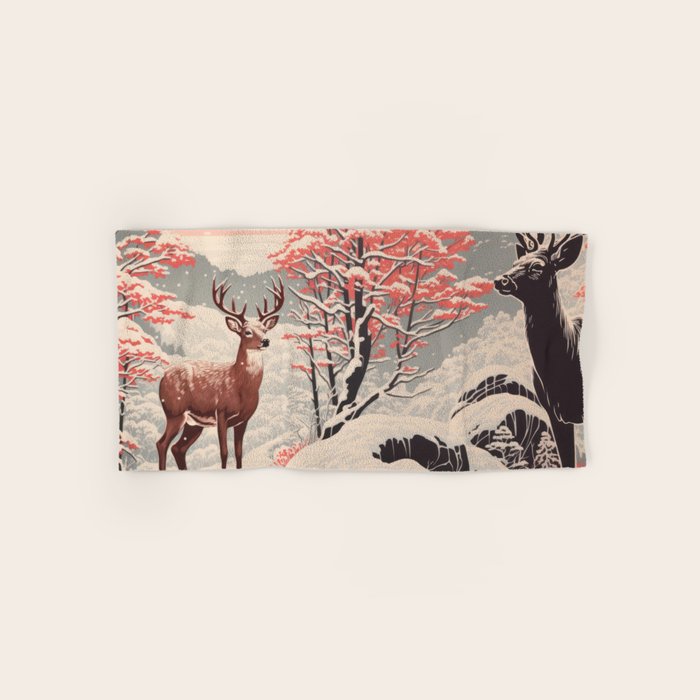 Majestic Winter Mountain Deer  Bath Towel Gallery Image 1