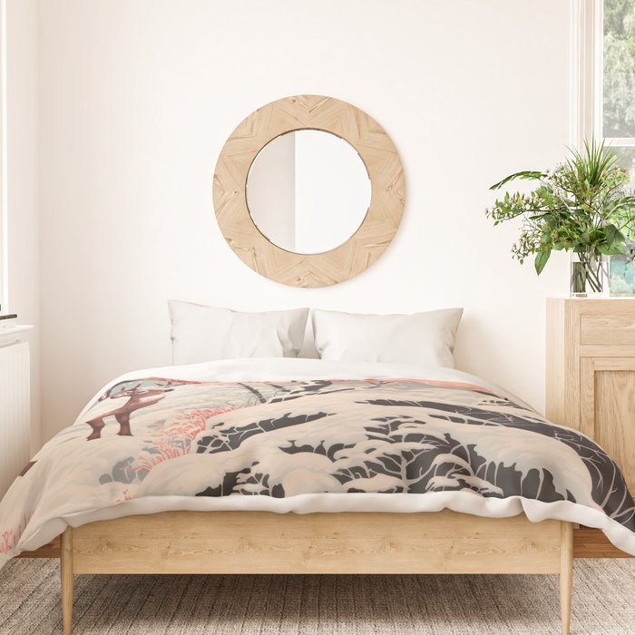 Majestic Winter Mountain Deer  Duvet Cover Gallery Image 3
