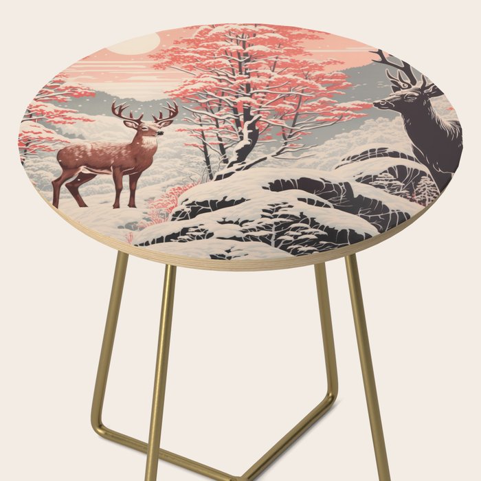 Majestic Winter Mountain Deer  Side Table Gallery Image 2