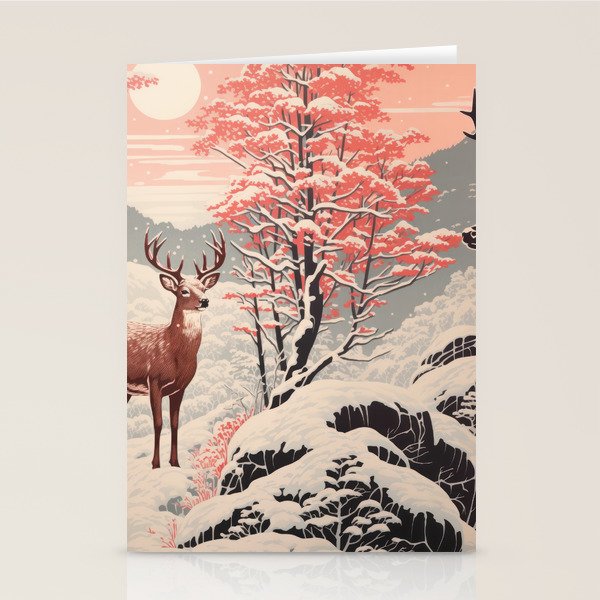 Majestic Winter Mountain Deer  Stationery Card Gallery Image 2