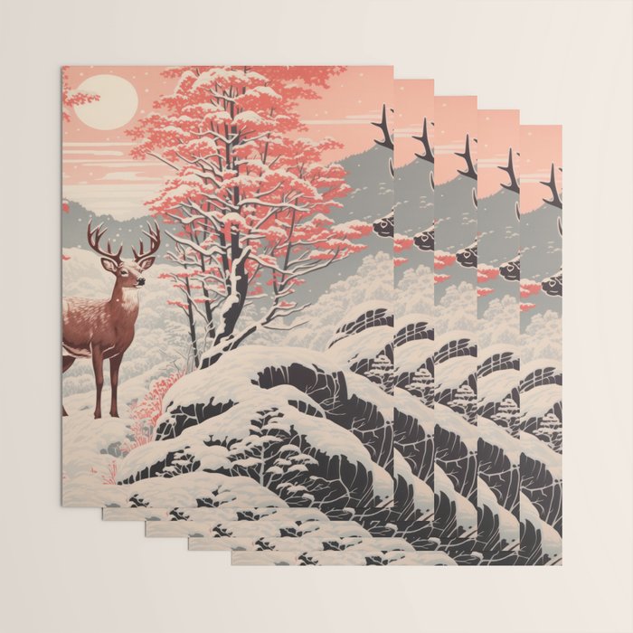 Majestic Winter Mountain Deer  Wrapping Paper Gallery Image 3