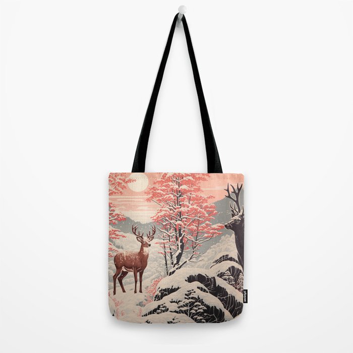 Majestic Winter Mountain Deer  Tote Bag Gallery Image 2