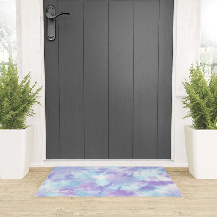 Purple and Blue Pastel Tie-Dye Welcome Mat Gallery Image 3