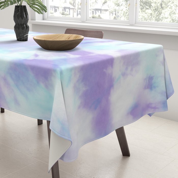 Purple and Blue Pastel Tie-Dye Tablecloth Gallery Image 3