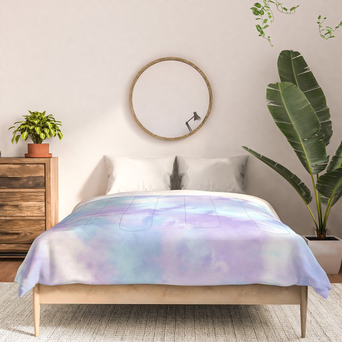 Purple and Blue Pastel Tie-Dye Comforter Gallery Image 3