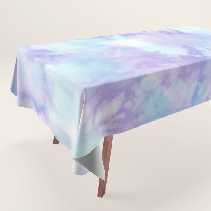 Purple and Blue Pastel Tie-Dye Tablecloth Gallery Image 1