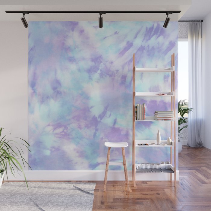 Purple and Blue Pastel Tie-Dye Wall Mural Gallery Image 1