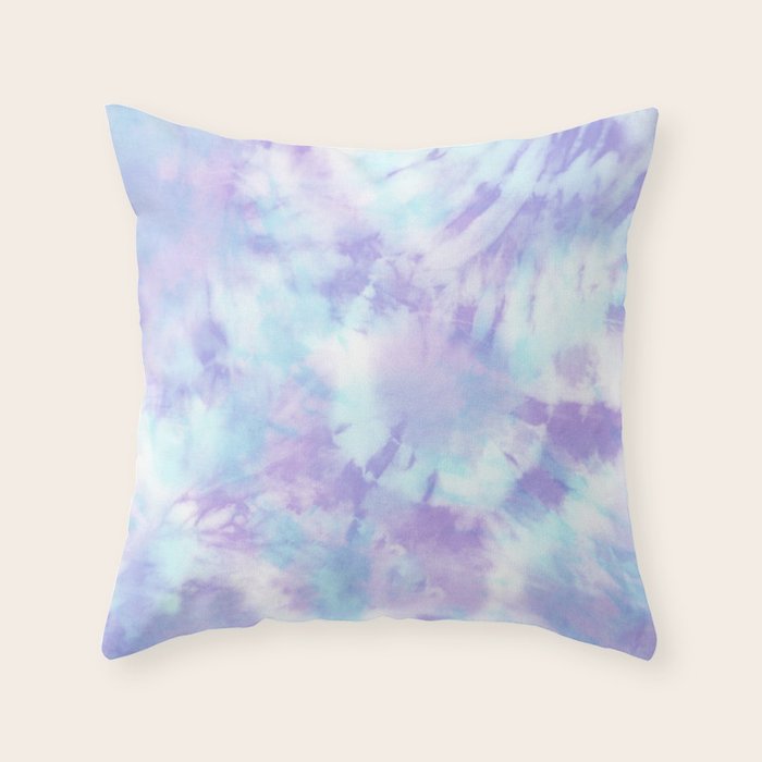 Purple and Blue Pastel Tie-Dye Throw Pillow Gallery Image 6