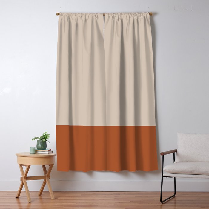 Minimalist Solid Color Block 1 in Putty and Clay Window Curtain Gallery Image 1