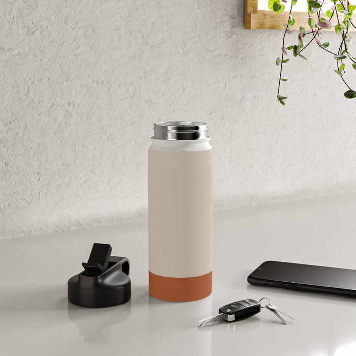 Minimalist Solid Color Block 1 in Putty and Clay Water Bottle Gallery Image 4
