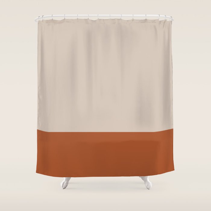 Minimalist Solid Color Block 1 in Putty and Clay Shower Curtain Gallery Image 1