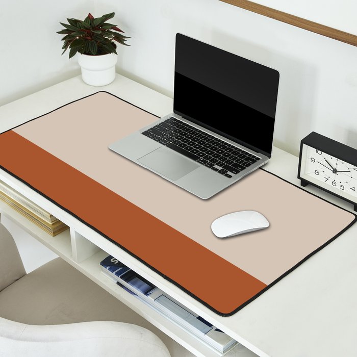 Minimalist Solid Color Block 1 in Putty and Clay Desk Mat Gallery Image 2