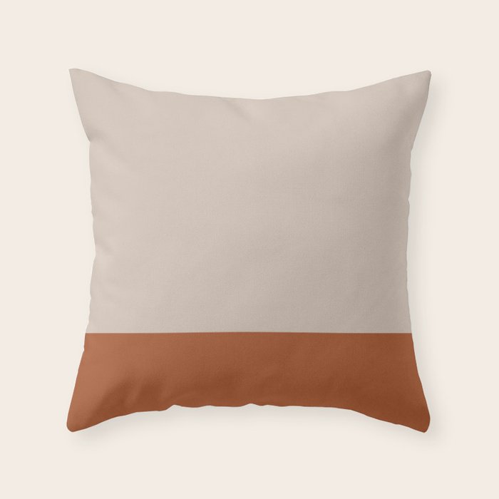 Minimalist Solid Color Block 1 in Putty and Clay Throw Pillow Gallery Image 1