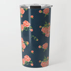 Painted Peonies Print - Coral and Navy Travel Mug Gallery Image 1