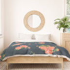 Painted Peonies Print - Coral and Navy Duvet Cover Gallery Image 3