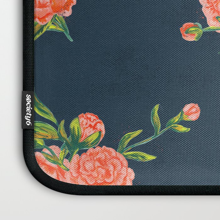 Painted Peonies Print - Coral and Navy Laptop Sleeve Gallery Image 3