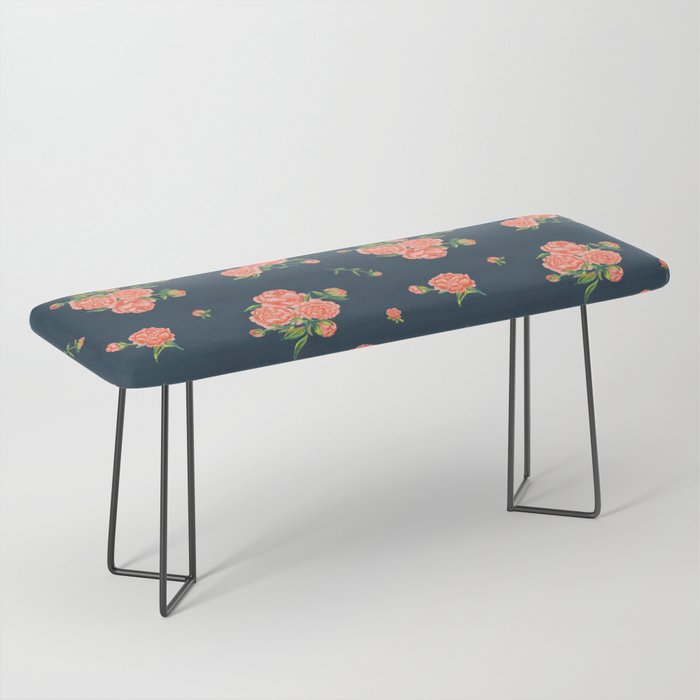 Painted Peonies Print - Coral and Navy Bench Gallery Image 1
