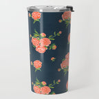 Painted Peonies Print - Coral and Navy Travel Mug Gallery Image 2