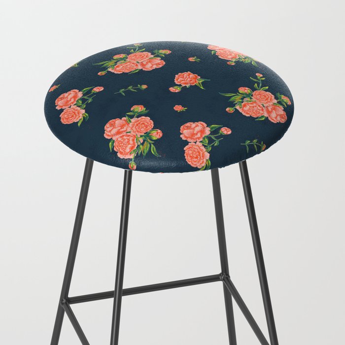 Painted Peonies Print - Coral and Navy Stool Gallery Image 2