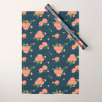 Painted Peonies Print - Coral and Navy Wrapping Paper Gallery Image 1