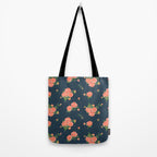 Painted Peonies Print - Coral and Navy Tote Bag Gallery Image 2