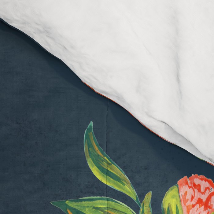 Painted Peonies Print - Coral and Navy Comforter Gallery Image 4
