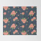Painted Peonies Print - Coral and Navy Throw Blanket Gallery Image 2