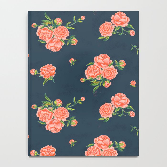 Painted Peonies Print - Coral and Navy Notebook Gallery Image 4