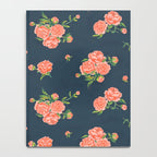 Painted Peonies Print - Coral and Navy Notebook Gallery Image 4