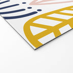 Cheerful Garden Minimalist Botanical Pattern in Mustard, Blush Pink, Navy Blue, and White Welcome Mat Gallery Image 2