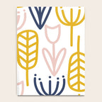 Cheerful Garden Minimalist Botanical Pattern in Mustard, Blush Pink, Navy Blue, and White Notebook Gallery Image 4