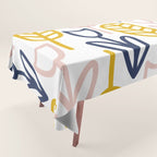 Cheerful Garden Minimalist Botanical Pattern in Mustard, Blush Pink, Navy Blue, and White Tablecloth Gallery Image 1