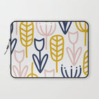 Cheerful Garden Minimalist Botanical Pattern in Mustard, Blush Pink, Navy Blue, and White Laptop Sleeve Gallery Image 1