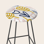 Cheerful Garden Minimalist Botanical Pattern in Mustard, Blush Pink, Navy Blue, and White Stool Gallery Image 2