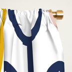 Cheerful Garden Minimalist Botanical Pattern in Mustard, Blush Pink, Navy Blue, and White Window Curtain Gallery Image 2