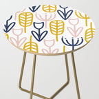 Cheerful Garden Minimalist Botanical Pattern in Mustard, Blush Pink, Navy Blue, and White Side Table Gallery Image 2