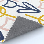 Cheerful Garden Minimalist Botanical Pattern in Mustard, Blush Pink, Navy Blue, and White Rug Gallery Image 4