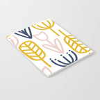 Cheerful Garden Minimalist Botanical Pattern in Mustard, Blush Pink, Navy Blue, and White Notebook Gallery Image 2