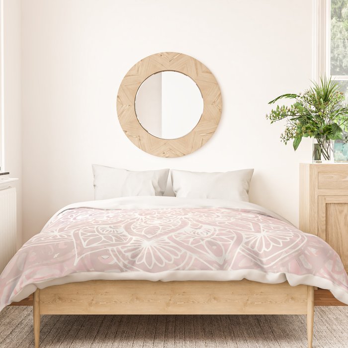 Mandala Yoga Love, Blush Pink Floral Duvet Cover Gallery Image 3