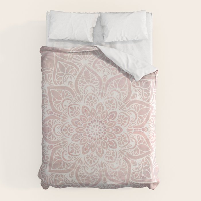 Mandala Yoga Love, Blush Pink Floral Duvet Cover Gallery Image 6