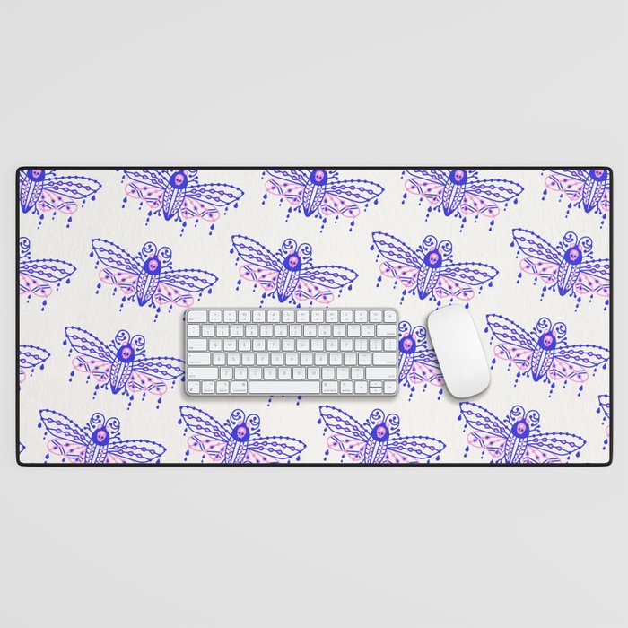 Death's Head Hawkmoth - Indigo & Pink Palette Desk Mat Gallery Image 1