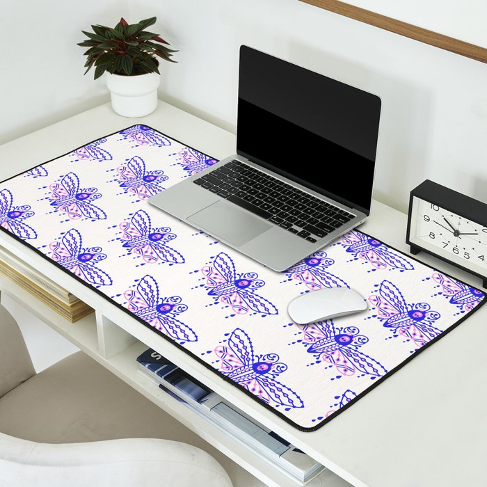 Death's Head Hawkmoth - Indigo & Pink Palette Desk Mat Gallery Image 2